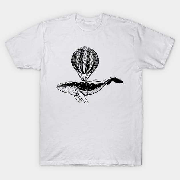 Flying Dreams Whale Balloon T-Shirt by creativeballoon